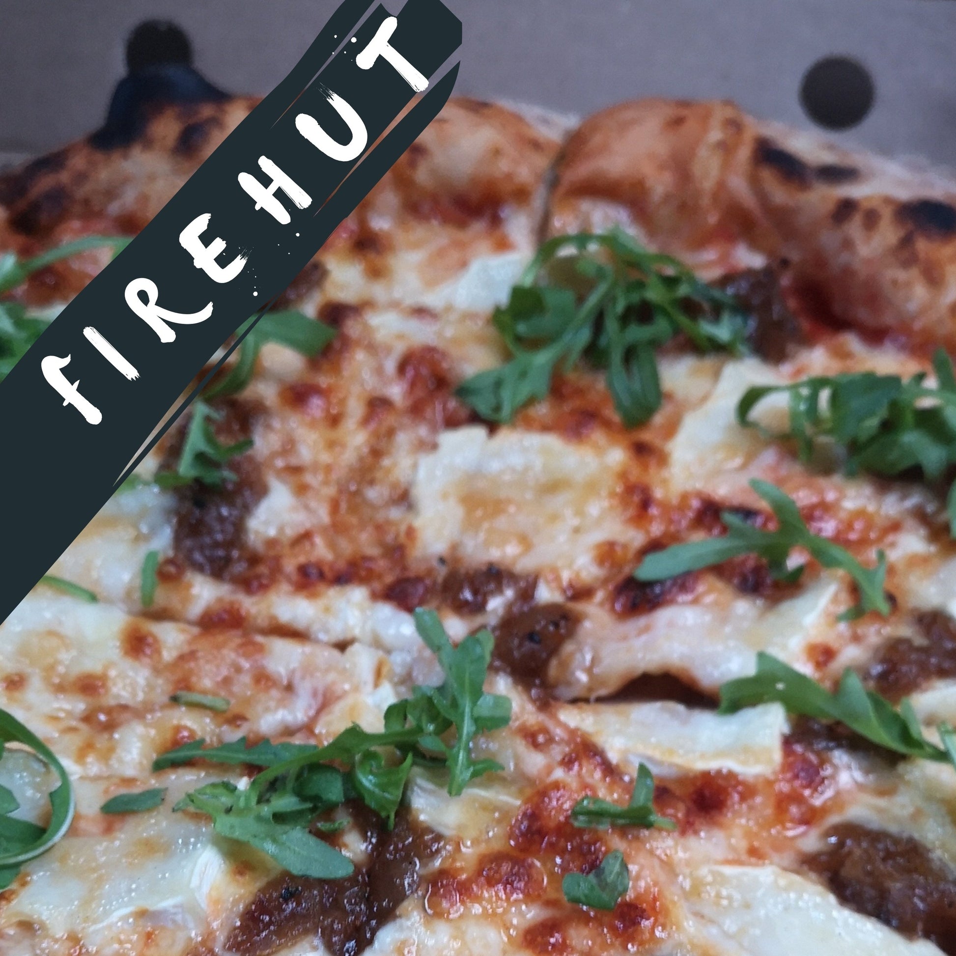 Firehut wood fired pizza, Goat's cheese and Caramelised Onion special pizza.