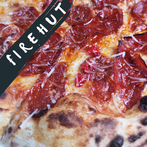 Firehut wood fired pizza - Double chorizo chilli honey and Grana padano